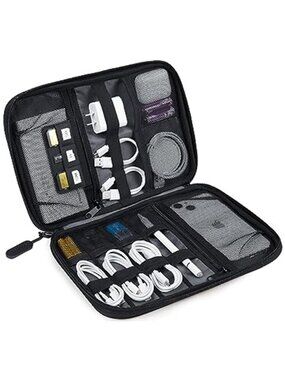 Large Electronics Travel Organizer Case, Tech Accessories Cord Storage